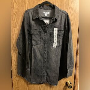Nine West Charcoal Grey NWT 1X Button Down Shirt/jacket/shacket